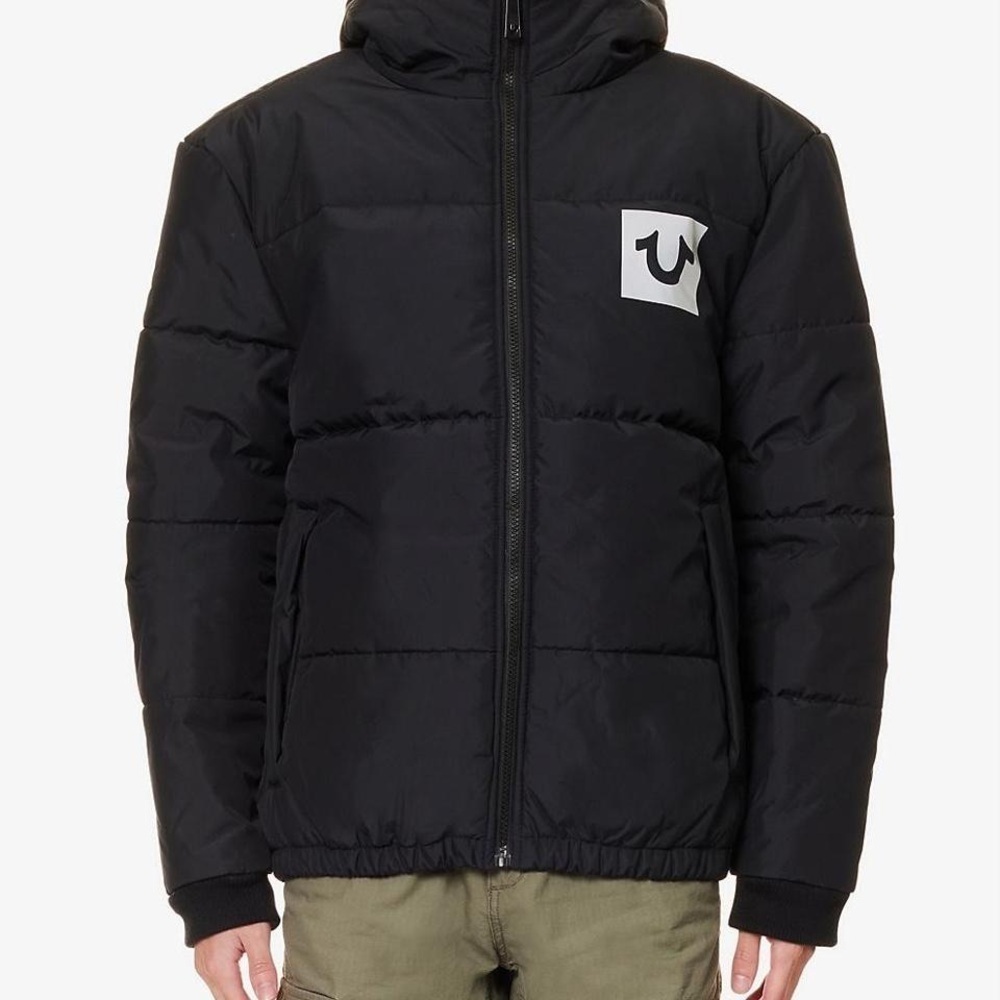 True Religion Mens Black Heavy Puffer Jacket Coat Size 3XL Full Zip Outdoor